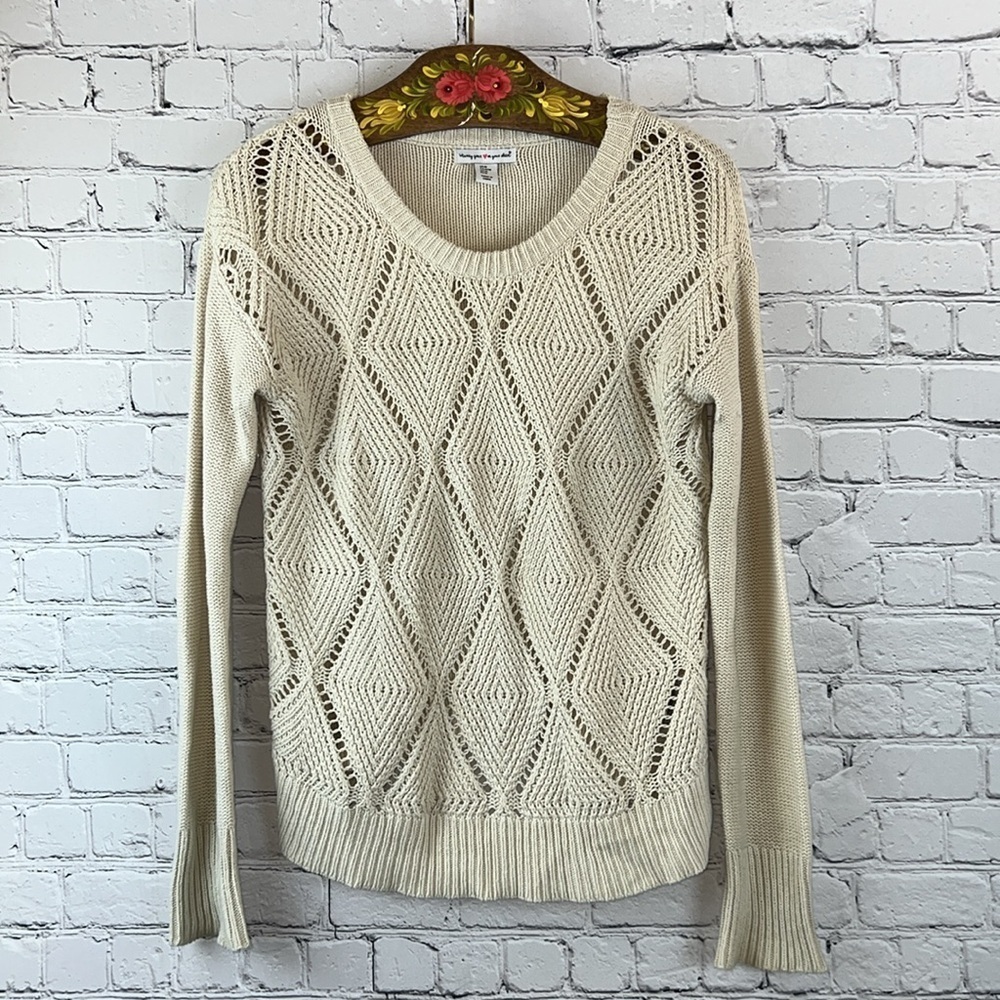 Crew Neck Sweater in Sand Beige Tan Neutral Size M COASTAL
